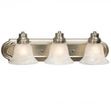  703606BN - Three Light Vanity - Brushed Nickel with Marbled Glass