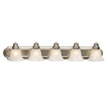  705606BN - Five Light Vanity - Brushed Nickel w/ Marbled Glass