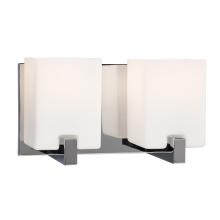  710282CH - 2-Light Vanity Light - Polished Chrome with Square White Opal Glass Shades