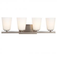  711964BN - 4-Light Vanity - Brushed Nickel with White Glass