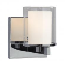  718776CH - 1-Light Vanity in Polished Chrome with Satin White Inner Glass & Clear Outer Glass