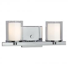  718777CH - 2-Light Vanity in Polished Chrome with Satin White Inner Glass & Clear Outer Glass