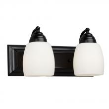  724132BK - Two Light Vanity - Black w/ White Satin Glass