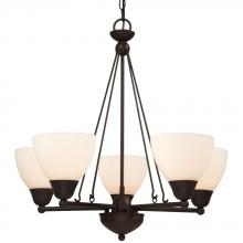  800503ORB - Five Light Chandelier - Oil Rubbed Bronze w/ Frosted White Glass