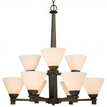  800999ORB - Nine Light Chandelier - Oil Rubbed Bronze w/ Frosted White Glass