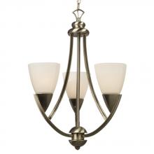  801343BN - Three Light Chandelier - Brushed Nickel w/ Frosted White Glass