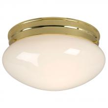  810210PB PL13 - Utility Flush Mount Ceiling Light - in Polished Brass finish with White Glass