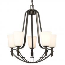  811473ORB - Five Light Chandelier - Oil Rubbed Bronze with Satin White Glass