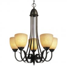  815445ORB - Five Light Chandelier - Oil Rubbed Bronze w/ Amber Glass