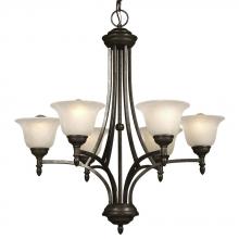  815626MBZ - Six Light Chandelier - Medieval Bronze w/ Marbled Glass