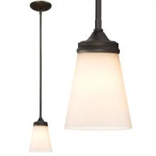  910754ORB - Mini Pendant w/6",12",18" Extension Rods - Oil Rubbed Bronze with White Glass