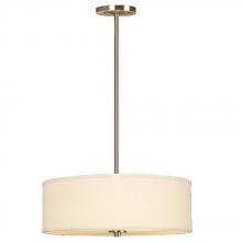  913041BN - Pendant w/6",12",18" Extension Rods - Brushed Nickel with Off-White Linen Shade