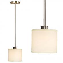  913044BN - Mini-Pendant w/6",12",18" Extension Rods - Brushed Nickel with Off-White Linen Shade