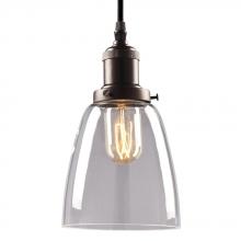  917870BZ - 1-Light Vintage Mini-Pendant in Bronze with Clear Glass Shade w/ 6ft wire