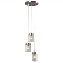  919855BN - 3-Light Multi-Light Pendant  - in Brushed Nickel finish with Clear Glass Shade