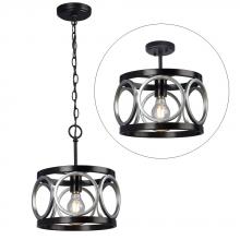  924694SLV/BK - Mini-Pendant/SEMI-FLUSH SLV/BK