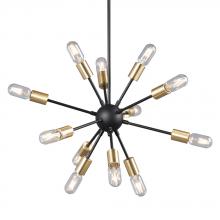  924721BK/GD - 12-L Pendant BK/GD w/6", 12" & 18" Ext. Rods