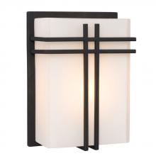  ES215640BK - Wall Sconce - in Black finish with Satin White Glass (Suitable for Indoor or Outdoor Use)