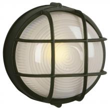  ES305012BK - Outdoor Cast Aluminum Marine Light with Guard - in Black finish with Frosted Glass (Wall or Ceiling