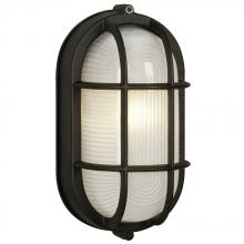  ES305014BK - Outdoor Cast Aluminum Marine Light with Guard - in Black finish with Frosted Glass (Wall or Ceiling