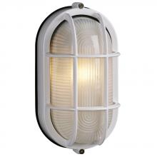  ES305014WH - Outdoor Cast Aluminum Marine Light with Guard - in White finish with Frosted Glass (Wall or Ceiling