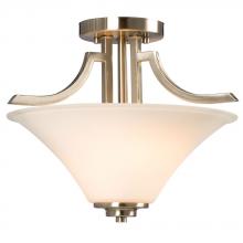  ES610756BN - Semi-Flush Mount Ceiling Light - in Brushed Nickel finish with White Glass