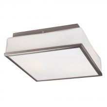  ES613500BN - Square Flush Mount Ceiling Light - in Brushed Nickel finish with Opal White Glass