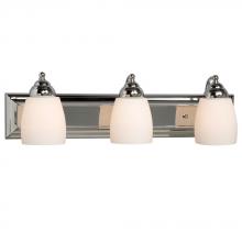  ES724133CH - 3-Light Bath & Vanity Light - in Polished Chrome finish with Satin White Glass