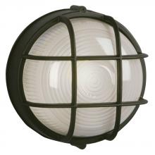  L305012BK007A2 - LED Outdoor Cast Aluminum Marine Light with Guard - in Black finish with Frosted Glass (Wall or Ceil