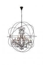  1130G60DB-SS/RC - Geneva 25 Light Dark Bronze Chandelier Silver Shade (Grey) Royal Cut Crystal