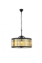  1203D28MB-GT/RC - Chelsea 8 Light Matte Black Chandelier Golden Teak (Smoky) Royal Cut Crystal