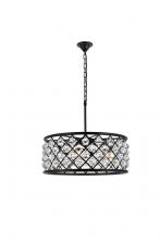  1214D25MB/RC - Madison 6 Light Matte Black Chandelier Clear Royal Cut Crystal