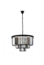  1231D26MB-SS/RC - Sydney 9 Light Matte Black Chandelier Silver Shade (Grey) Royal Cut Crystal