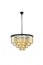  1231D32MB-GT/RC - Sydney 17 Light Matte Black Chandelier Golden Teak (Smoky) Royal Cut Crystal