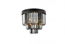  1231F20MB-SS/RC - Sydney 9 Light Matte Black Flush Mount Silver Shade (Grey) Royal Cut Crystal