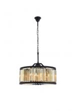  1233D28MB-GT/RC - Chelsea 8 Light Matte Black Chandelier Golden Teak (Smoky) Royal Cut Crystal