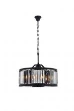  1233D28MB-SS/RC - Chelsea 8 Light Matte Black Chandelier Silver Shade (Grey) Royal Cut Crystal