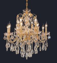  2016D28G/RC - St. Francis 12 Light Gold Chandelier Clear Royal Cut Crystal