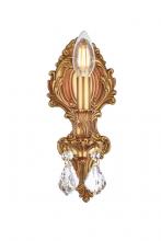  9601W5FG/RC - Monarch 1 Light French Gold Wall Sconce Clear Royal Cut Crystal