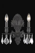  9602W10DB/RC - Monarch 2 Light Dark Bronze Wall Sconce Clear Royal Cut Crystal