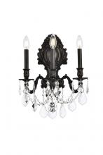  9603W14DB/RC - Monarch 3 Light Dark Bronze Wall Sconce Clear Royal Cut Crystal