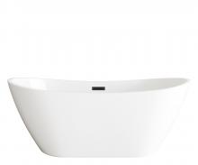  BT10372GW-MBK - 72 inch Soaking Bathtub in Glossy White with Matte Black Trim