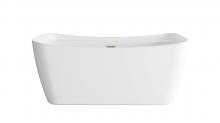  BT10459GW-BGD - 59 inch Soaking Bathtub in Glossy White with Brushed Gold Trim