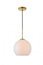  LD2213BR - Baxter 1 Light Brass Pendant with Frosted White Glass