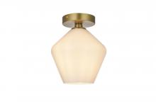  LD2255SG - Gene 8 inch Flush Mount Frosted White Shade in Satin Gold