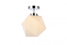  LD2347C - Lawrence 1 Light Chrome and White Glass Flush Mount