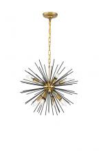  LD5035D20BK - Timber 8 Light Brass and Black Pendant