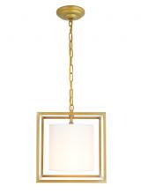  LD6005D12BR - Mirin 1 Light Brass and White Shade Pendant