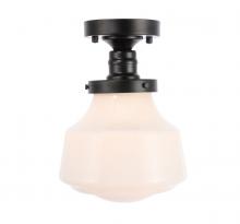  LD6249BK - Lyle 1 Light Black and Frosted White Glass Flush Mount