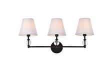  LD7023W24BK - Bethany 3 Lights Bath Sconce in Black with White Fabric Shade